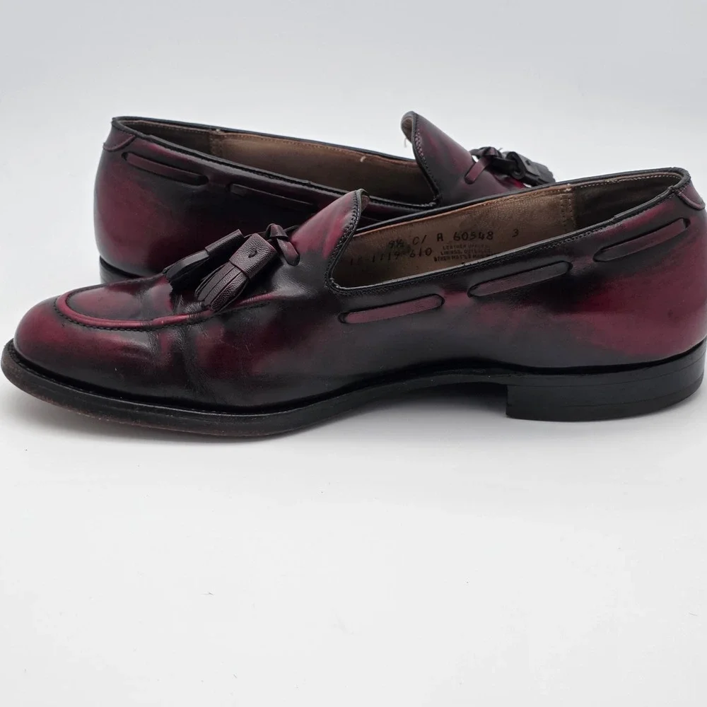 Johnston & Murphy Heritage Vintage Tassel Loafers Mens 9.5 C Oxblood Leather USA